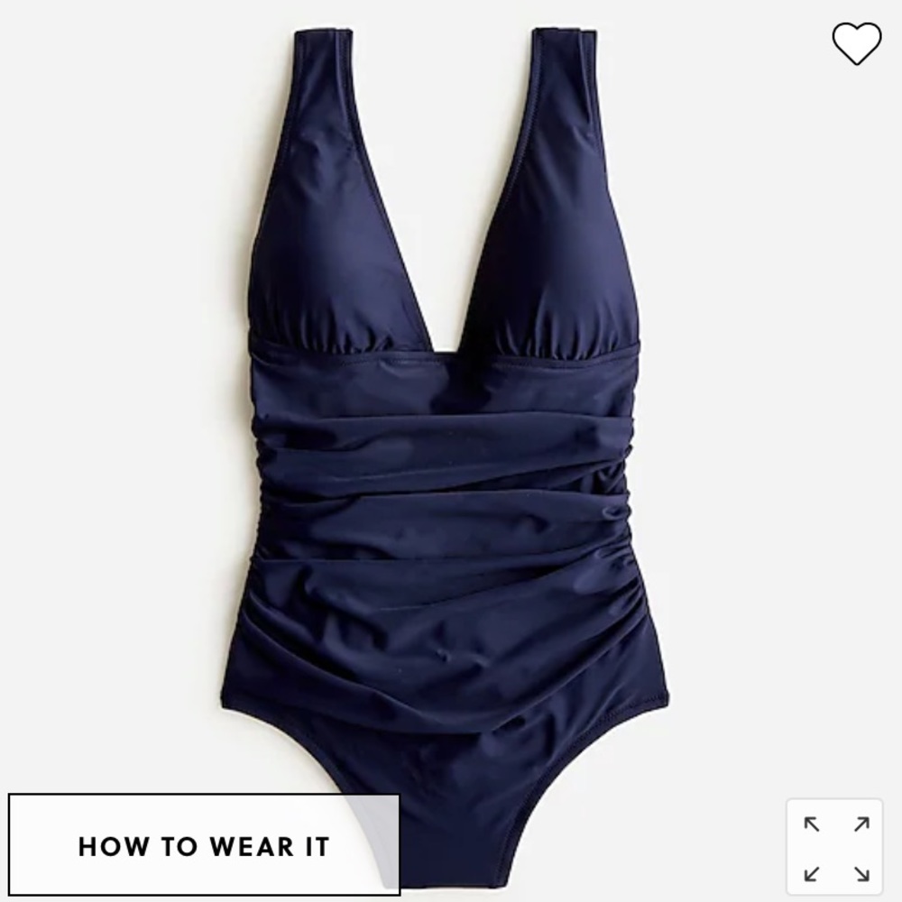J. Crew Ruched V-neck one-piece in Navy Blue, size 8, NWOT